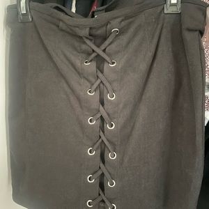 Windsor woman black suede  lace up mini skirt